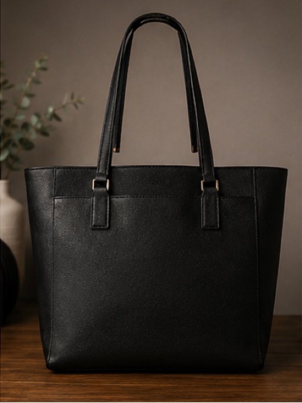 kate spade Black Leather Tote with Gold Accents - Picture 2 of 8
